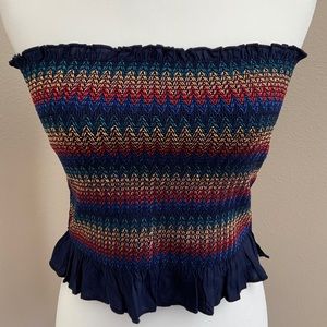 Forever 21 Rainbow Stripe Tube Top Sz L